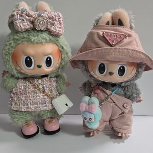 Labubu Fashion Pink Outfits & Clothes - 2 outfits + 1 shoes - Dolls not included